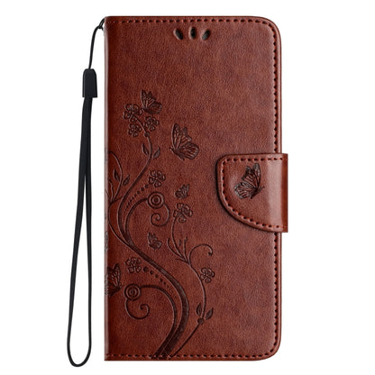 For iPhone 16 Pro Butterfly Flower Pattern Flip Leather Phone Case(Brown) - iPhone 16 Pro Cases by buy2fix | Online Shopping UK | buy2fix