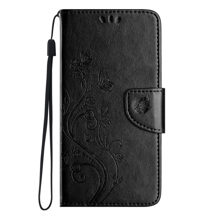 For iPhone 16 Pro Butterfly Flower Pattern Flip Leather Phone Case(Black) - iPhone 16 Pro Cases by buy2fix | Online Shopping UK | buy2fix