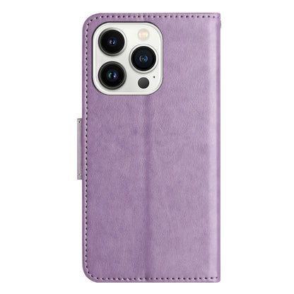 For iPhone 16 Pro Butterfly Flower Pattern Flip Leather Phone Case(Light Purple) - iPhone 16 Pro Cases by buy2fix | Online Shopping UK | buy2fix