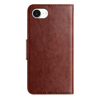 For iPhone 16e Butterfly Flower Pattern Flip Leather Phone Case(Brown) - iPhone 16e Cases by buy2fix | Online Shopping UK | buy2fix