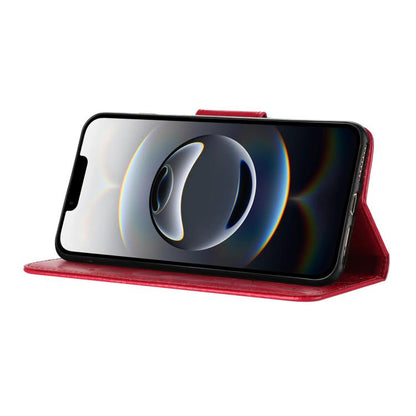 For iPhone 16e Butterfly Flower Pattern Flip Leather Phone Case(Red) - iPhone 16e Cases by buy2fix | Online Shopping UK | buy2fix