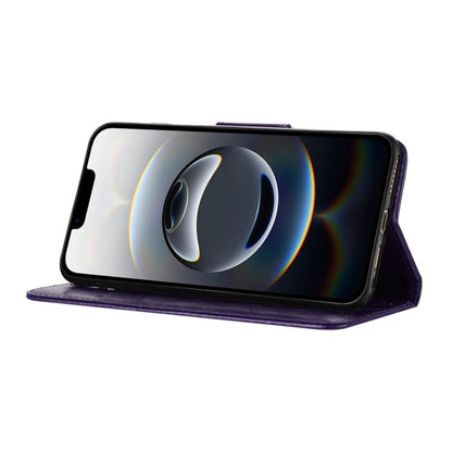 For iPhone 16e Butterfly Flower Pattern Flip Leather Phone Case(Dark Purple) - iPhone 16e Cases by buy2fix | Online Shopping UK | buy2fix