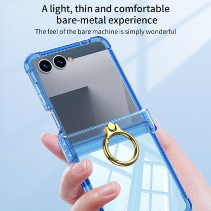 For Samsung Galaxy Z Flip7 5G Gkk Airbag Hinge Silicone Phone Case with Ring Holder(Transparent Blue) - Galaxy Z Flip7 5G Cases by GKK | Online Shopping UK | buy2fix