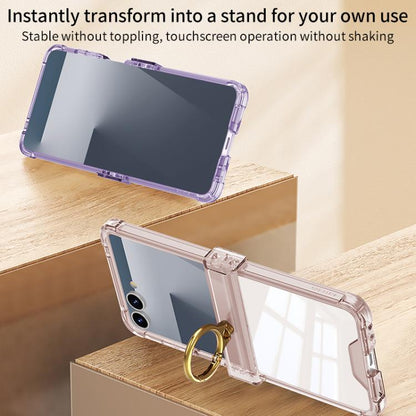 For Samsung Galaxy Z Flip7 5G Gkk Airbag Hinge Silicone Phone Case with Ring Holder(Transparent Blue) - Galaxy Z Flip7 5G Cases by GKK | Online Shopping UK | buy2fix