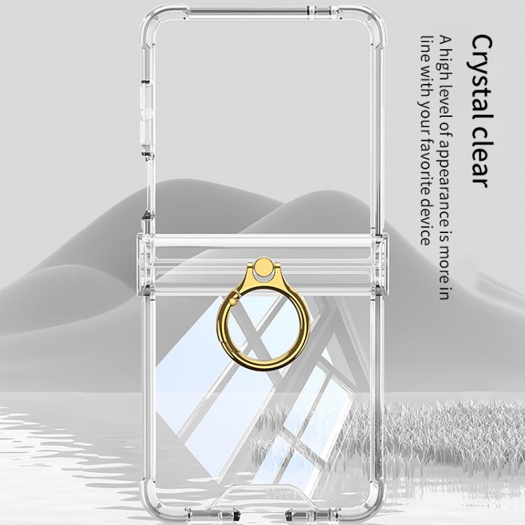 For Samsung Galaxy Z Flip7 5G Gkk Airbag Hinge Silicone Phone Case with Ring Holder(Transparent Black) - Galaxy Z Flip7 5G Cases by GKK | Online Shopping UK | buy2fix