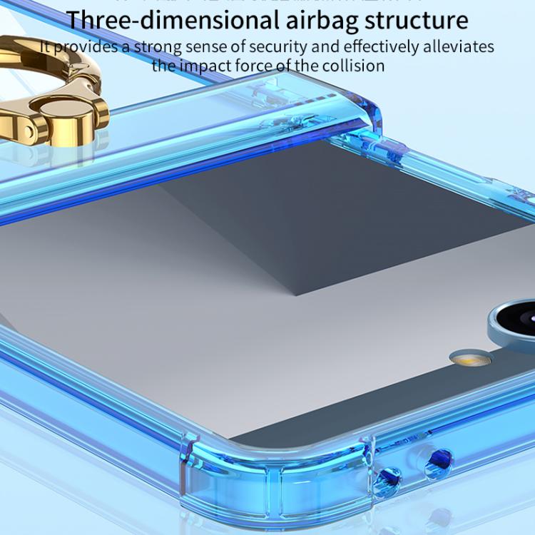 For Samsung Galaxy Z Flip7 5G Gkk Airbag Hinge Silicone Phone Case with Ring Holder(Transparent Black) - Galaxy Z Flip7 5G Cases by GKK | Online Shopping UK | buy2fix