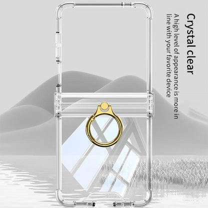 For Samsung Galaxy Z Flip7 5G Gkk Airbag Hinge Silicone Phone Case with Ring Holder(Transparent Purple) - Galaxy Z Flip7 5G Cases by GKK | Online Shopping UK | buy2fix