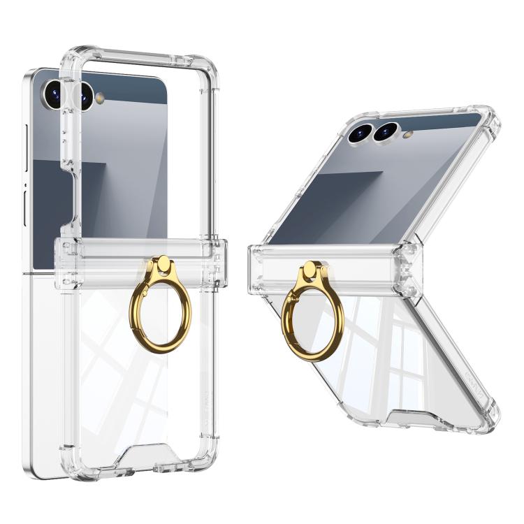 For Samsung Galaxy Z Flip7 5G Gkk Airbag Hinge Silicone Phone Case with Ring Holder(Transparent) - Galaxy Z Flip7 5G Cases by GKK | Online Shopping UK | buy2fix