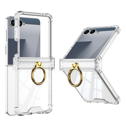 For Samsung Galaxy Z Flip7 5G Gkk Airbag Hinge Silicone Phone Case with Ring Holder(Transparent) - Galaxy Z Flip7 5G Cases by GKK | Online Shopping UK | buy2fix