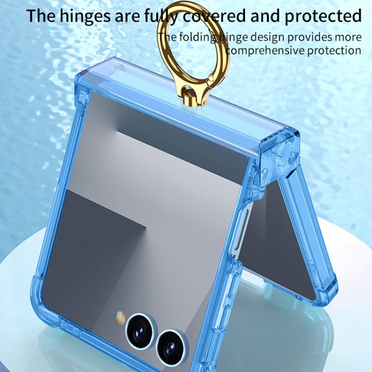 For Samsung Galaxy Z Flip7 5G Gkk Airbag Hinge Silicone Phone Case with Ring Holder(Transparent) - Galaxy Z Flip7 5G Cases by GKK | Online Shopping UK | buy2fix