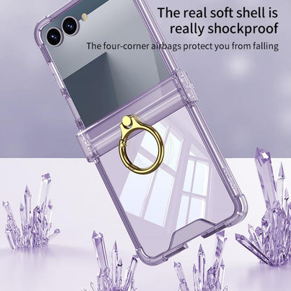 For Samsung Galaxy Z Flip7 5G Gkk Airbag Hinge Silicone Phone Case with Ring Holder(Transparent) - Galaxy Z Flip7 5G Cases by GKK | Online Shopping UK | buy2fix