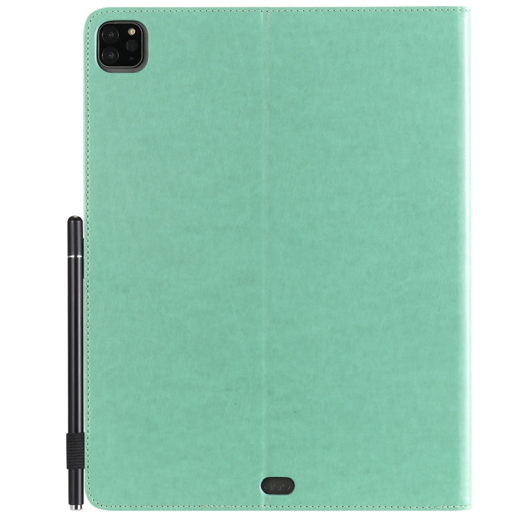For iPad Pro 12.9 (2020) & (2018) Cat Bee Embossing Pattern Horizontal Flip Leather Tablet Case with Holder & Card Slots & Wallet & Pen Slot(Green) - iPad Pro 12.9 (2020) Cases by buy2fix | Online Shopping UK | buy2fix