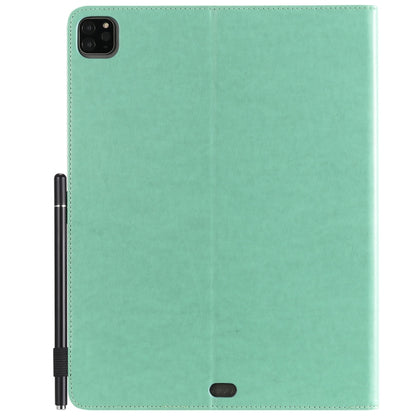 For iPad Pro 12.9 (2020) & (2018) Cat Bee Embossing Pattern Horizontal Flip Leather Tablet Case with Holder & Card Slots & Wallet & Pen Slot(Green) - iPad Pro 12.9 (2020) Cases by buy2fix | Online Shopping UK | buy2fix