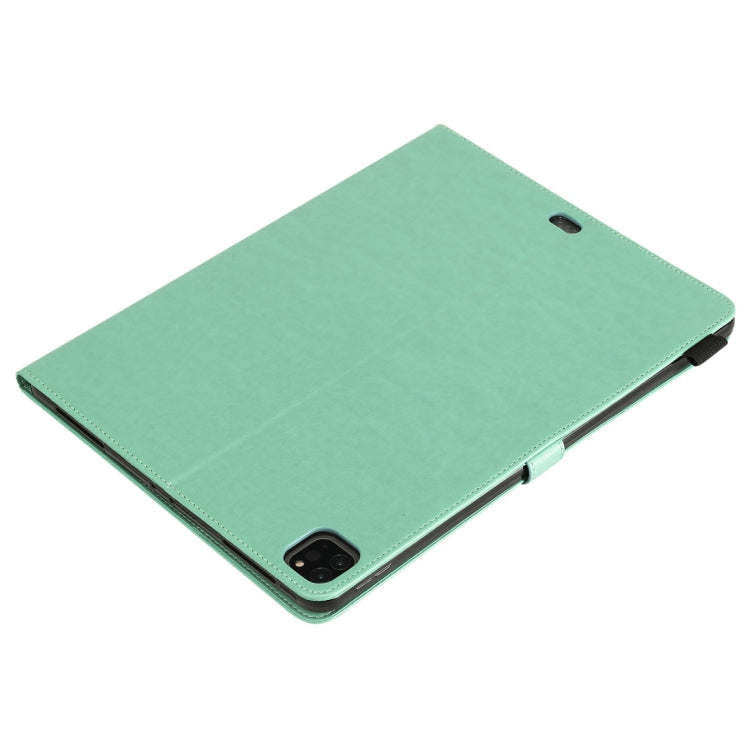 For iPad Pro 12.9 (2020) & (2018) Cat Bee Embossing Pattern Horizontal Flip Leather Tablet Case with Holder & Card Slots & Wallet & Pen Slot(Green) - iPad Pro 12.9 (2020) Cases by buy2fix | Online Shopping UK | buy2fix