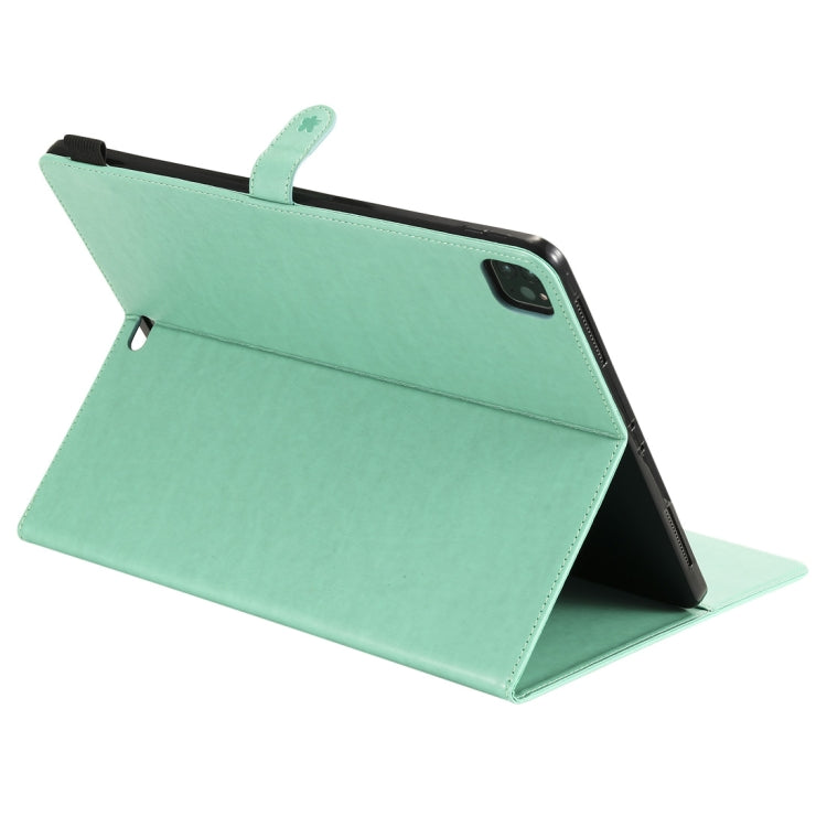 For iPad Pro 12.9 (2020) & (2018) Cat Bee Embossing Pattern Horizontal Flip Leather Tablet Case with Holder & Card Slots & Wallet & Pen Slot(Green) - iPad Pro 12.9 (2020) Cases by buy2fix | Online Shopping UK | buy2fix
