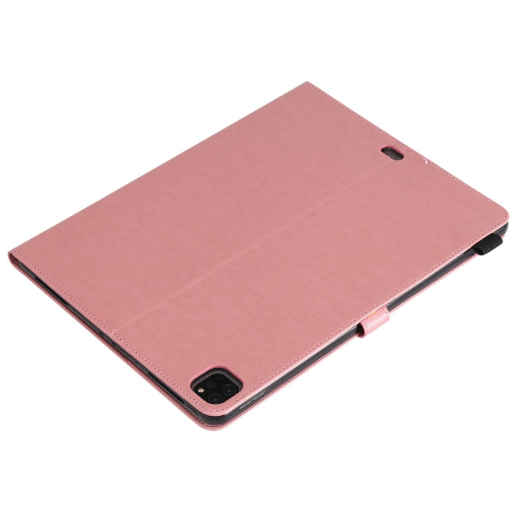 For iPad Pro 12.9 (2020) & (2018) Cat Bee Embossing Pattern Horizontal Flip Leather Tablet Case with Holder & Card Slots & Wallet & Pen Slot(Pink) - iPad Pro 12.9 (2020) Cases by buy2fix | Online Shopping UK | buy2fix