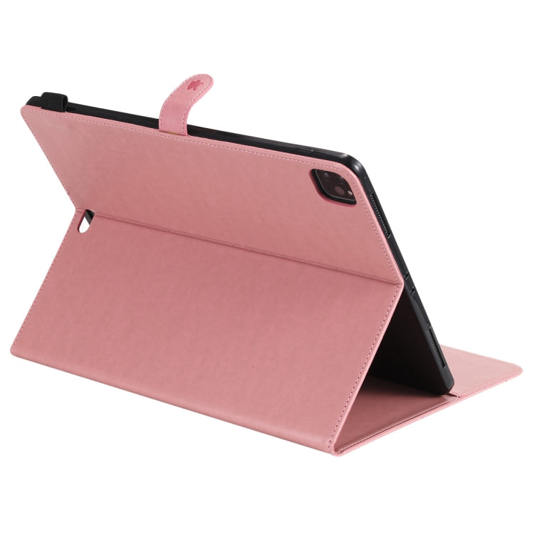 For iPad Pro 12.9 (2020) & (2018) Cat Bee Embossing Pattern Horizontal Flip Leather Tablet Case with Holder & Card Slots & Wallet & Pen Slot(Pink) - iPad Pro 12.9 (2020) Cases by buy2fix | Online Shopping UK | buy2fix