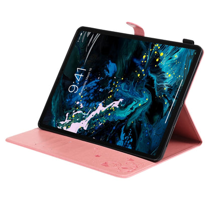 For iPad Pro 12.9 (2020) & (2018) Cat Bee Embossing Pattern Horizontal Flip Leather Tablet Case with Holder & Card Slots & Wallet & Pen Slot(Pink) - iPad Pro 12.9 (2020) Cases by buy2fix | Online Shopping UK | buy2fix