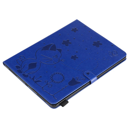 For iPad Pro 12.9 (2020) & (2018) Cat Bee Embossing Pattern Horizontal Flip Leather Tablet Case with Holder & Card Slots & Wallet & Pen Slot(Blue) - iPad Pro 12.9 (2020) Cases by buy2fix | Online Shopping UK | buy2fix