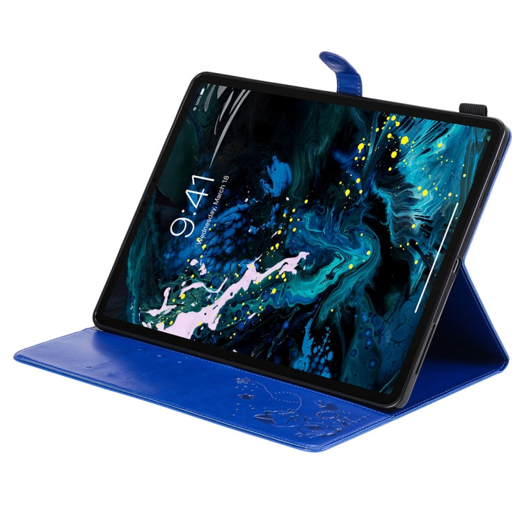 For iPad Pro 12.9 (2020) & (2018) Cat Bee Embossing Pattern Horizontal Flip Leather Tablet Case with Holder & Card Slots & Wallet & Pen Slot(Blue) - iPad Pro 12.9 (2020) Cases by buy2fix | Online Shopping UK | buy2fix