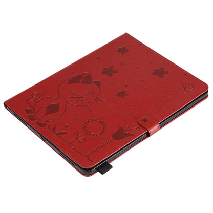 For iPad Pro 12.9 (2020) & (2018) Cat Bee Embossing Pattern Horizontal Flip Leather Tablet Case with Holder & Card Slots & Wallet & Pen Slot(Red) - iPad Pro 12.9 (2020) Cases by buy2fix | Online Shopping UK | buy2fix