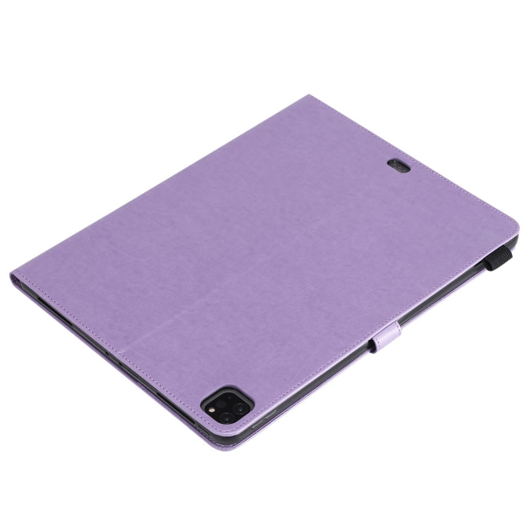For iPad Pro 12.9 (2020) & (2018) Cat Bee Embossing Pattern Horizontal Flip Leather Tablet Case with Holder & Card Slots & Wallet & Pen Slot(Purple) - iPad Pro 12.9 (2020) Cases by buy2fix | Online Shopping UK | buy2fix