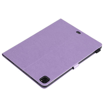 For iPad Pro 12.9 (2020) & (2018) Cat Bee Embossing Pattern Horizontal Flip Leather Tablet Case with Holder & Card Slots & Wallet & Pen Slot(Purple) - iPad Pro 12.9 (2020) Cases by buy2fix | Online Shopping UK | buy2fix