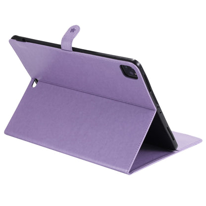 For iPad Pro 12.9 (2020) & (2018) Cat Bee Embossing Pattern Horizontal Flip Leather Tablet Case with Holder & Card Slots & Wallet & Pen Slot(Purple) - iPad Pro 12.9 (2020) Cases by buy2fix | Online Shopping UK | buy2fix