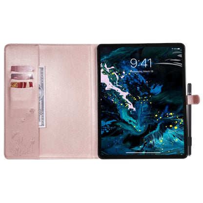For iPad Pro 12.9 (2020) & (2018) Cat Bee Embossing Pattern Horizontal Flip Leather Tablet Case with Holder & Card Slots & Wallet & Pen Slot(Rose Gold) - iPad Pro 12.9 (2020) Cases by buy2fix | Online Shopping UK | buy2fix