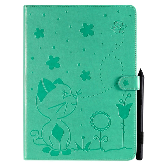 For iPad Pro 11 (2020) & (2018) Cat Bee Embossing Pattern Horizontal Flip Leather Tablet Case with Holder & Card Slots & Wallet & Pen Slot & Wake-up / Sleep Function(Green) - iPad Pro 11 (2020) Cases by buy2fix | Online Shopping UK | buy2fix