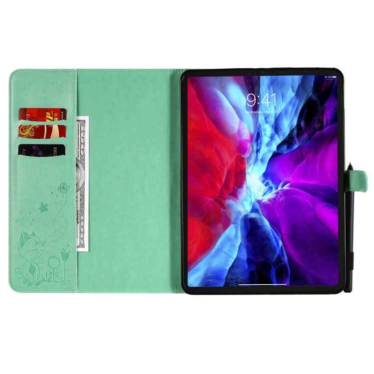 For iPad Pro 11 (2020) & (2018) Cat Bee Embossing Pattern Horizontal Flip Leather Tablet Case with Holder & Card Slots & Wallet & Pen Slot & Wake-up / Sleep Function(Green) - iPad Pro 11 (2020) Cases by buy2fix | Online Shopping UK | buy2fix