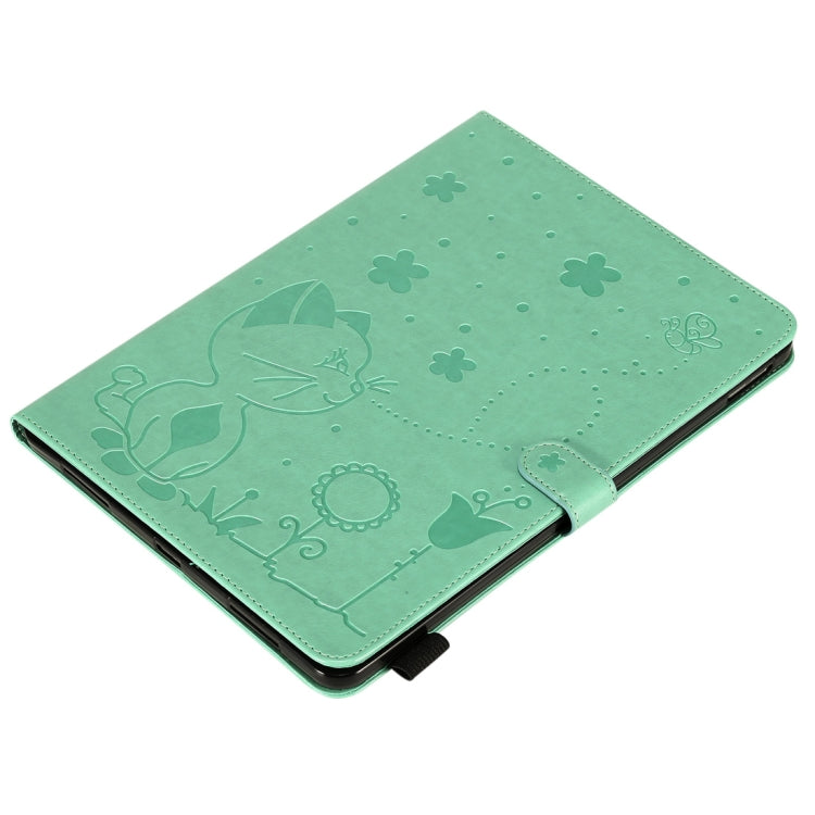 For iPad Pro 11 (2020) & (2018) Cat Bee Embossing Pattern Horizontal Flip Leather Tablet Case with Holder & Card Slots & Wallet & Pen Slot & Wake-up / Sleep Function(Green) - iPad Pro 11 (2020) Cases by buy2fix | Online Shopping UK | buy2fix