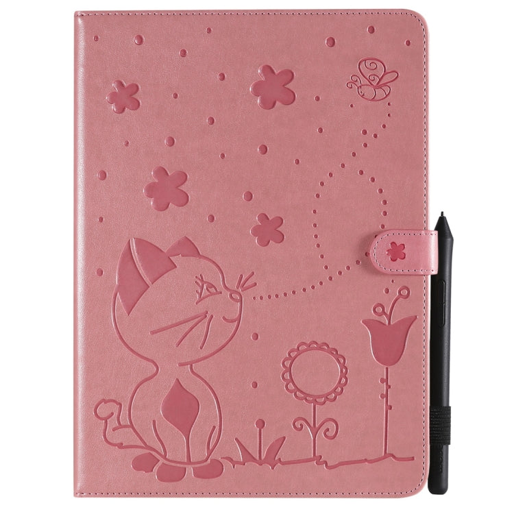 For iPad Pro 11 (2020) & (2018) Cat Bee Embossing Pattern Horizontal Flip Leather Tablet Case with Holder & Card Slots & Wallet & Pen Slot & Wake-up / Sleep Function(Pink) - iPad Pro 11 (2020) Cases by buy2fix | Online Shopping UK | buy2fix