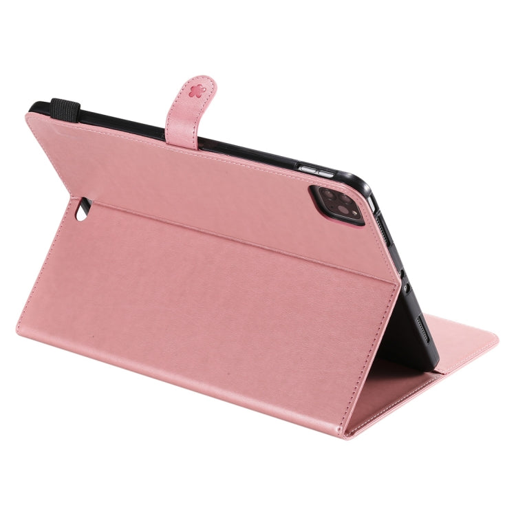 For iPad Pro 11 (2020) & (2018) Cat Bee Embossing Pattern Horizontal Flip Leather Tablet Case with Holder & Card Slots & Wallet & Pen Slot & Wake-up / Sleep Function(Pink) - iPad Pro 11 (2020) Cases by buy2fix | Online Shopping UK | buy2fix