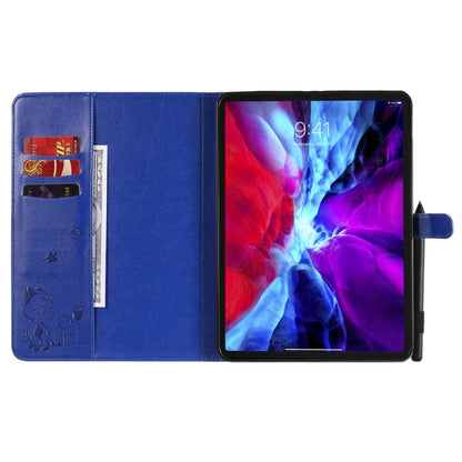 For iPad Pro 11 (2020) & (2018) Cat Bee Embossing Pattern Horizontal Flip Leather Tablet Case with Holder & Card Slots & Wallet & Pen Slot & Wake-up / Sleep Function(Blue) - iPad Pro 11 (2020) Cases by buy2fix | Online Shopping UK | buy2fix