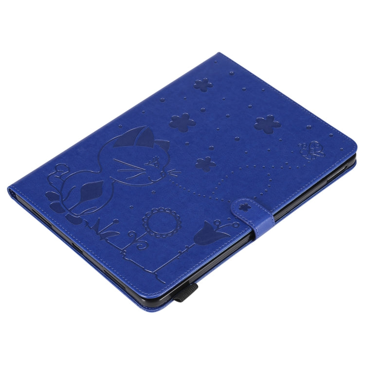 For iPad Pro 11 (2020) & (2018) Cat Bee Embossing Pattern Horizontal Flip Leather Tablet Case with Holder & Card Slots & Wallet & Pen Slot & Wake-up / Sleep Function(Blue) - iPad Pro 11 (2020) Cases by buy2fix | Online Shopping UK | buy2fix