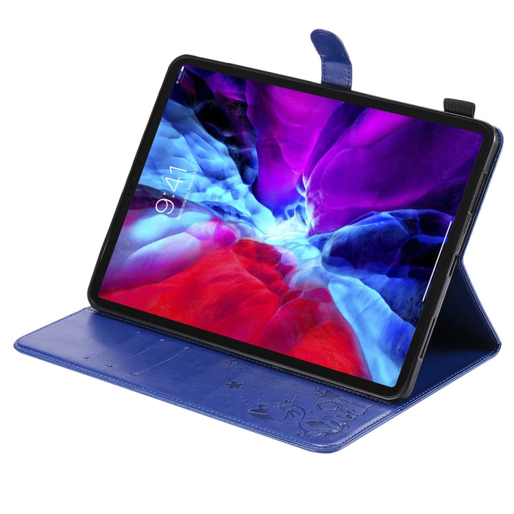 For iPad Pro 11 (2020) & (2018) Cat Bee Embossing Pattern Horizontal Flip Leather Tablet Case with Holder & Card Slots & Wallet & Pen Slot & Wake-up / Sleep Function(Blue) - iPad Pro 11 (2020) Cases by buy2fix | Online Shopping UK | buy2fix