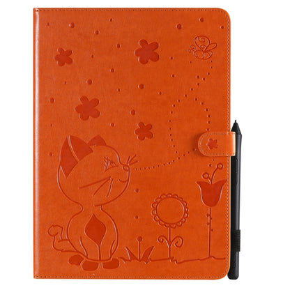 For iPad Pro 11 (2020) & (2018) Cat Bee Embossing Pattern Horizontal Flip Leather Tablet Case with Holder & Card Slots & Wallet & Pen Slot & Wake-up / Sleep Function(Orange) - iPad Pro 11 (2020) Cases by buy2fix | Online Shopping UK | buy2fix