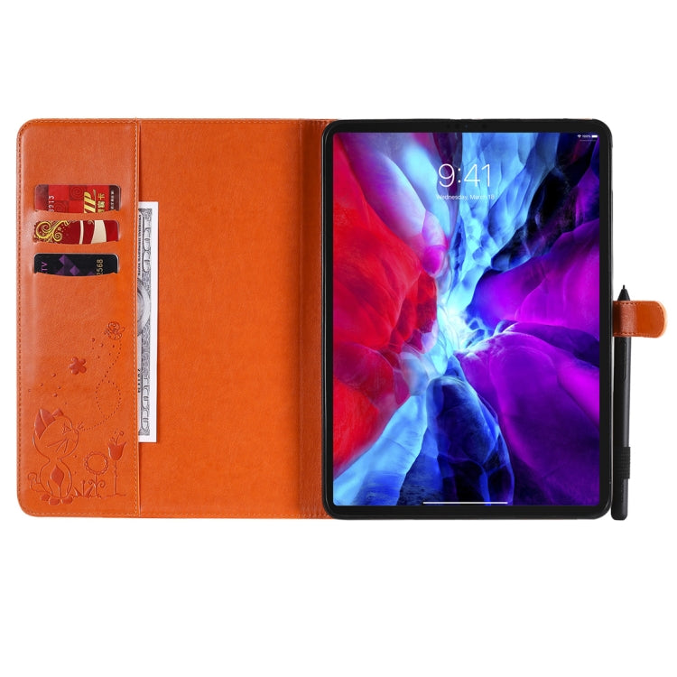For iPad Pro 11 (2020) & (2018) Cat Bee Embossing Pattern Horizontal Flip Leather Tablet Case with Holder & Card Slots & Wallet & Pen Slot & Wake-up / Sleep Function(Orange) - iPad Pro 11 (2020) Cases by buy2fix | Online Shopping UK | buy2fix