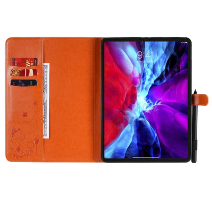 For iPad Pro 11 (2020) & (2018) Cat Bee Embossing Pattern Horizontal Flip Leather Tablet Case with Holder & Card Slots & Wallet & Pen Slot & Wake-up / Sleep Function(Orange) - iPad Pro 11 (2020) Cases by buy2fix | Online Shopping UK | buy2fix