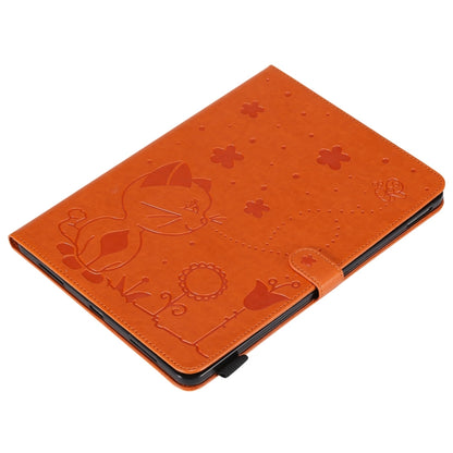 For iPad Pro 11 (2020) & (2018) Cat Bee Embossing Pattern Horizontal Flip Leather Tablet Case with Holder & Card Slots & Wallet & Pen Slot & Wake-up / Sleep Function(Orange) - iPad Pro 11 (2020) Cases by buy2fix | Online Shopping UK | buy2fix