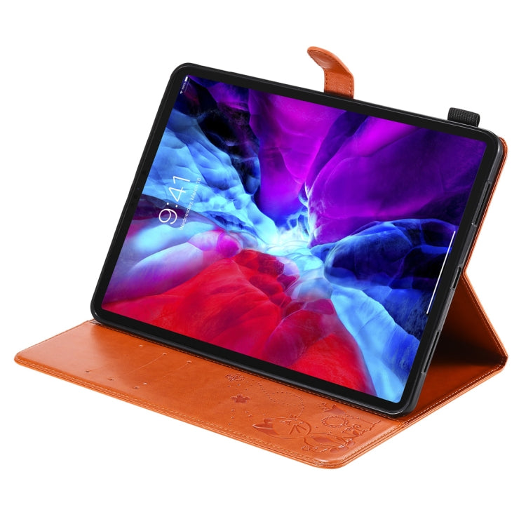 For iPad Pro 11 (2020) & (2018) Cat Bee Embossing Pattern Horizontal Flip Leather Tablet Case with Holder & Card Slots & Wallet & Pen Slot & Wake-up / Sleep Function(Orange) - iPad Pro 11 (2020) Cases by buy2fix | Online Shopping UK | buy2fix