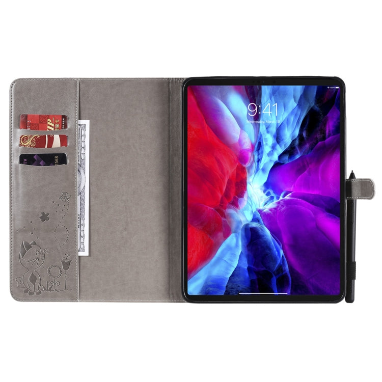 For iPad Pro 11 (2020) & (2018) Cat Bee Embossing Pattern Horizontal Flip Leather Tablet Case with Holder & Card Slots & Wallet & Pen Slot & Wake-up / Sleep Function(Grey) - iPad Pro 11 (2020) Cases by buy2fix | Online Shopping UK | buy2fix
