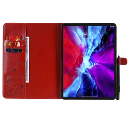 For iPad Pro 11 (2020) & (2018) Cat Bee Embossing Pattern Horizontal Flip Leather Tablet Case with Holder & Card Slots & Wallet & Pen Slot & Wake-up / Sleep Function(Red) - iPad Pro 11 (2020) Cases by buy2fix | Online Shopping UK | buy2fix
