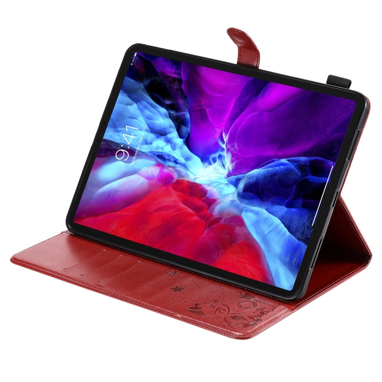 For iPad Pro 11 (2020) & (2018) Cat Bee Embossing Pattern Horizontal Flip Leather Tablet Case with Holder & Card Slots & Wallet & Pen Slot & Wake-up / Sleep Function(Red) - iPad Pro 11 (2020) Cases by buy2fix | Online Shopping UK | buy2fix