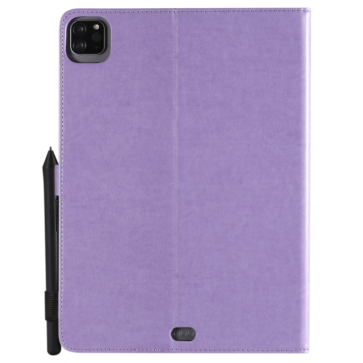 For iPad Pro 11 (2020) & (2018) Cat Bee Embossing Pattern Horizontal Flip Leather Tablet Case with Holder & Card Slots & Wallet & Pen Slot & Wake-up / Sleep Function(Purple) - iPad Pro 11 (2020) Cases by buy2fix | Online Shopping UK | buy2fix