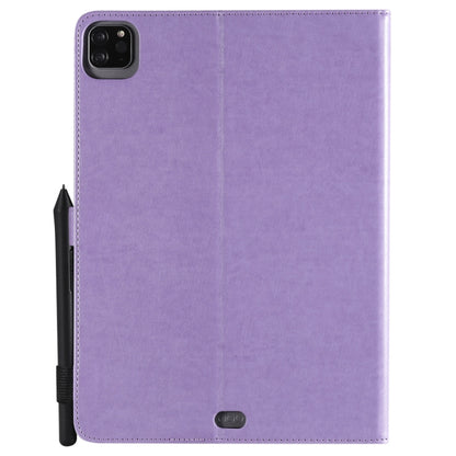 For iPad Pro 11 (2020) & (2018) Cat Bee Embossing Pattern Horizontal Flip Leather Tablet Case with Holder & Card Slots & Wallet & Pen Slot & Wake-up / Sleep Function(Purple) - iPad Pro 11 (2020) Cases by buy2fix | Online Shopping UK | buy2fix