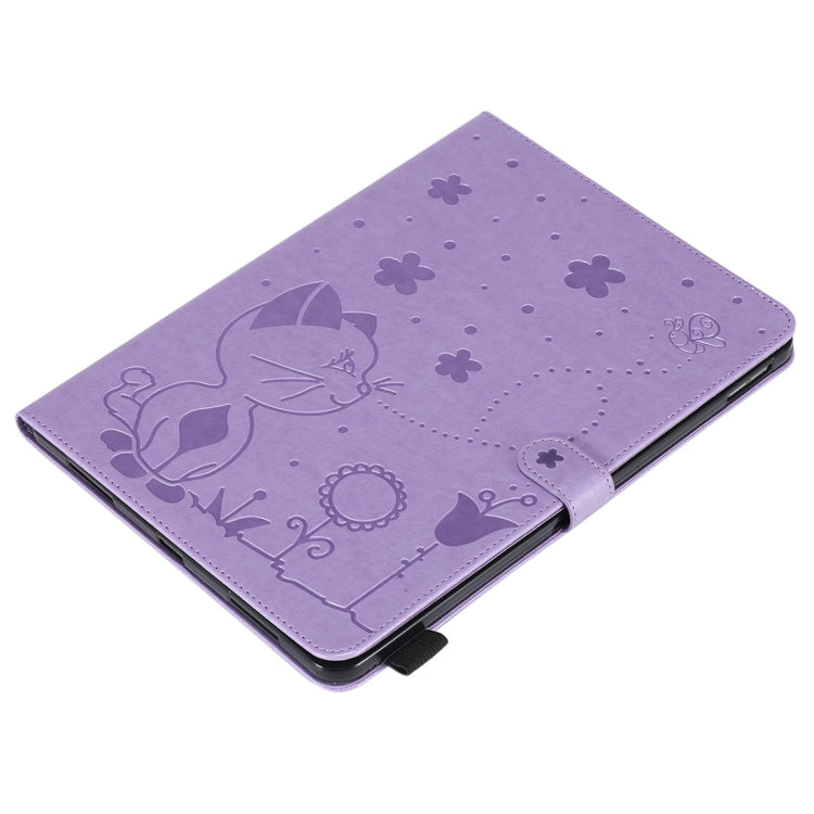 For iPad Pro 11 (2020) & (2018) Cat Bee Embossing Pattern Horizontal Flip Leather Tablet Case with Holder & Card Slots & Wallet & Pen Slot & Wake-up / Sleep Function(Purple) - iPad Pro 11 (2020) Cases by buy2fix | Online Shopping UK | buy2fix