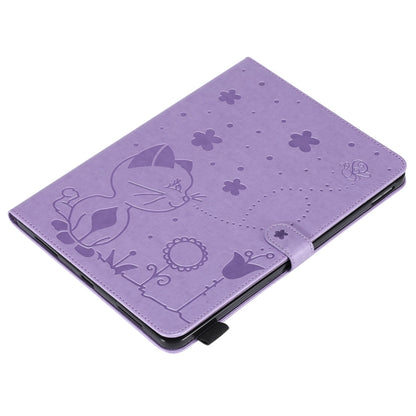 For iPad Pro 11 (2020) & (2018) Cat Bee Embossing Pattern Horizontal Flip Leather Tablet Case with Holder & Card Slots & Wallet & Pen Slot & Wake-up / Sleep Function(Purple) - iPad Pro 11 (2020) Cases by buy2fix | Online Shopping UK | buy2fix