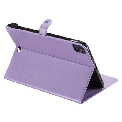 For iPad Pro 11 (2020) & (2018) Cat Bee Embossing Pattern Horizontal Flip Leather Tablet Case with Holder & Card Slots & Wallet & Pen Slot & Wake-up / Sleep Function(Purple) - iPad Pro 11 (2020) Cases by buy2fix | Online Shopping UK | buy2fix